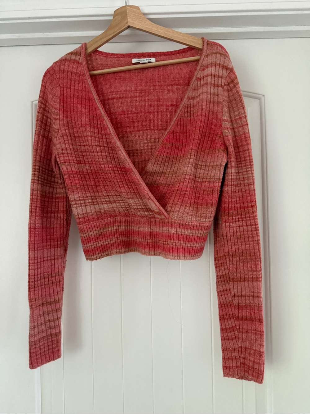 American Eagle Coral Ribbed Knit Top